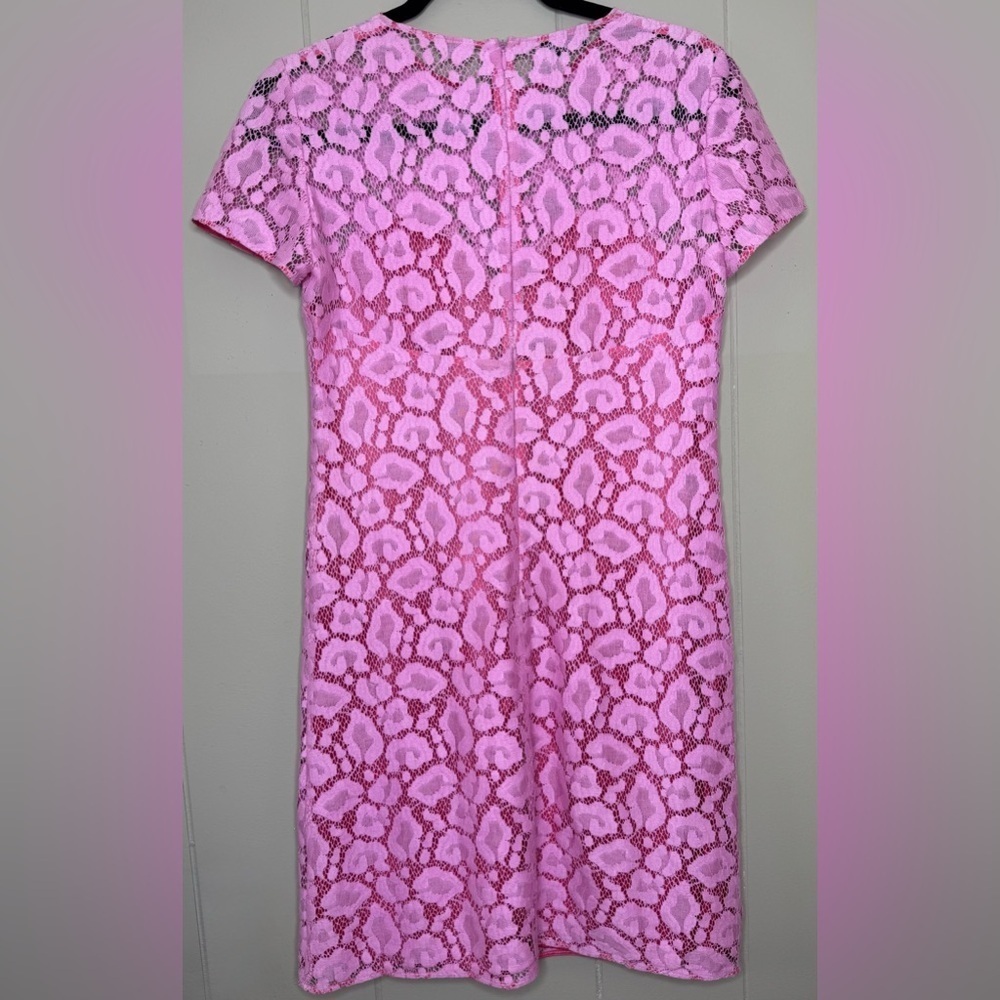 Moschino Y2K Cheap & Chic Barbie Pink Crochet Lace Lined Shift Dress Size 4 - Picture 11 of 12